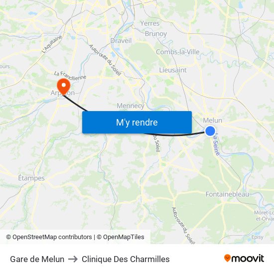 Gare de Melun to Clinique Des Charmilles map