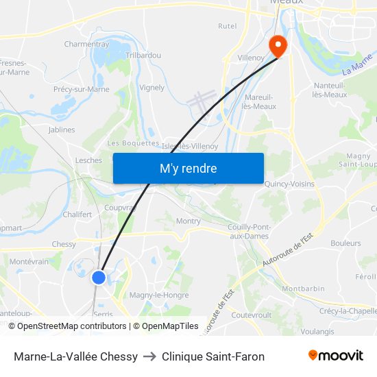 Marne-La-Vallée Chessy to Clinique Saint-Faron map