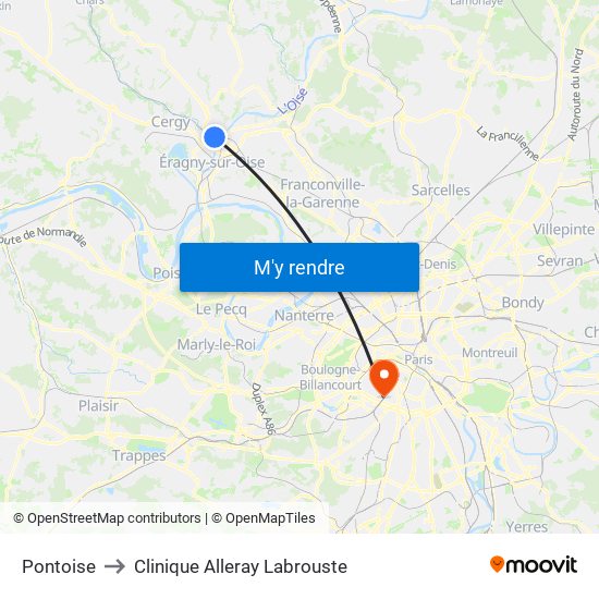Pontoise to Clinique Alleray Labrouste map
