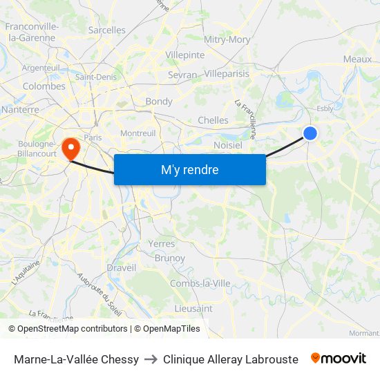 Marne-La-Vallée Chessy to Clinique Alleray Labrouste map