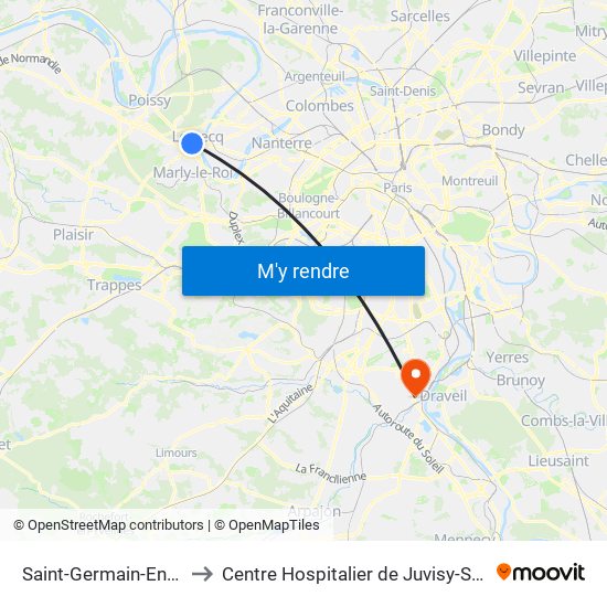 Saint-Germain-En-Laye to Centre Hospitalier de Juvisy-Sur-Orge map