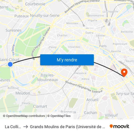 La Colline to Grands Moulins de Paris (Université de Paris) map