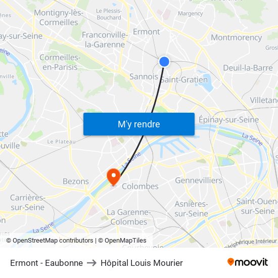 Ermont - Eaubonne to Hôpital Louis Mourier map