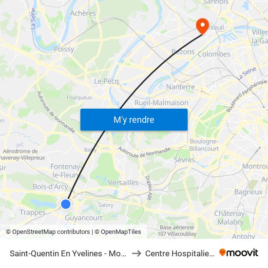 Saint-Quentin En Yvelines - Montigny-Le-Bretonneux to Centre Hospitalier D'Argenteuil map