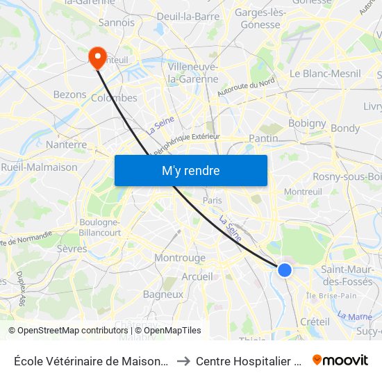 École Vétérinaire de Maisons-Alfort - Métro to Centre Hospitalier D'Argenteuil map