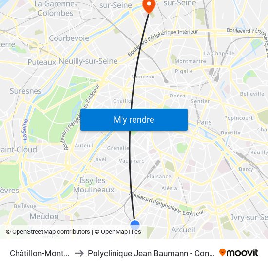 Châtillon-Montrouge to Polyclinique Jean Baumann - Consultations map