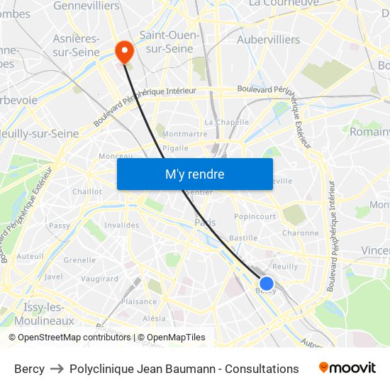 Bercy to Polyclinique Jean Baumann - Consultations map