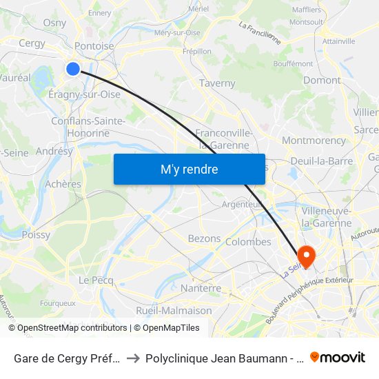 Gare de Cergy Préfecture (C) to Polyclinique Jean Baumann - Consultations map