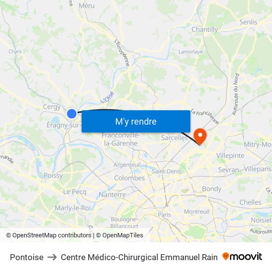 Pontoise to Centre Médico-Chirurgical Emmanuel Rain map