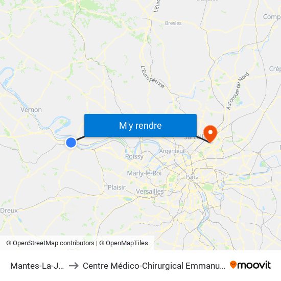 Mantes-La-Jolie to Centre Médico-Chirurgical Emmanuel Rain map
