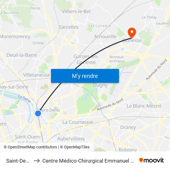 Saint-Denis to Centre Médico-Chirurgical Emmanuel Rain map