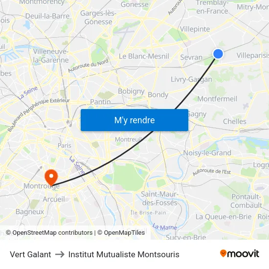 Vert Galant to Institut Mutualiste Montsouris map