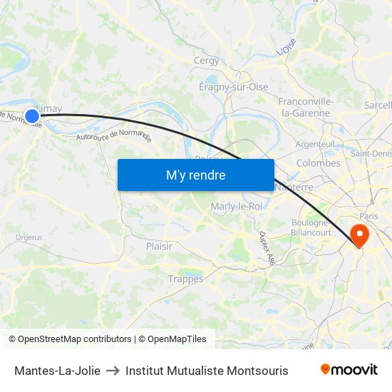 Mantes-La-Jolie to Institut Mutualiste Montsouris map