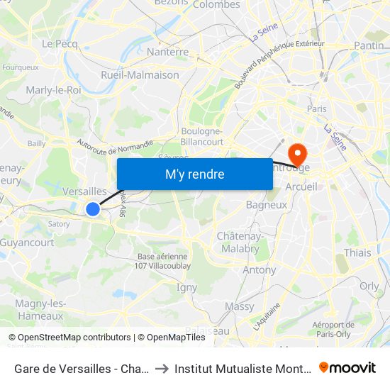 Gare de Versailles - Chantiers to Institut Mutualiste Montsouris map