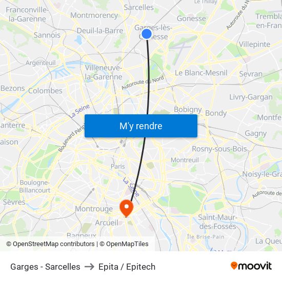 Garges - Sarcelles to Epita / Epitech map