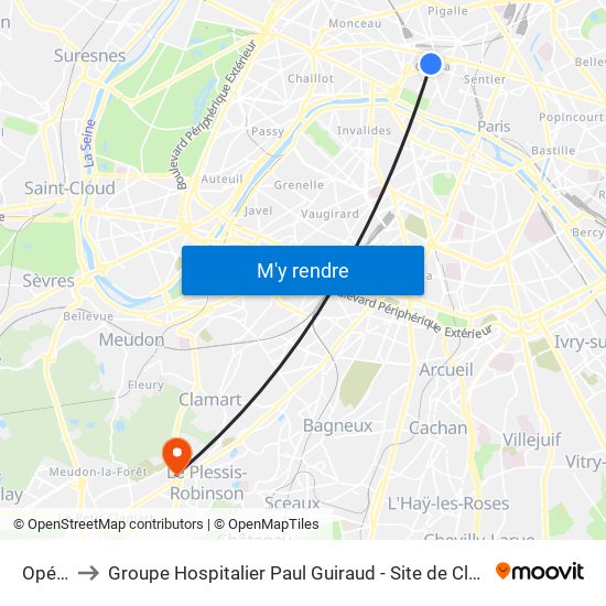 Opéra to Groupe Hospitalier Paul Guiraud - Site de Clamart map