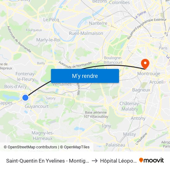 Saint-Quentin En Yvelines - Montigny-Le-Bretonneux to Hôpital Léopold Bellan map