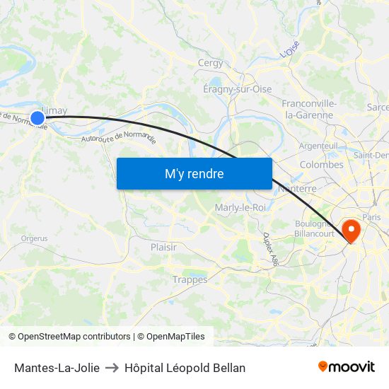 Mantes-La-Jolie to Hôpital Léopold Bellan map