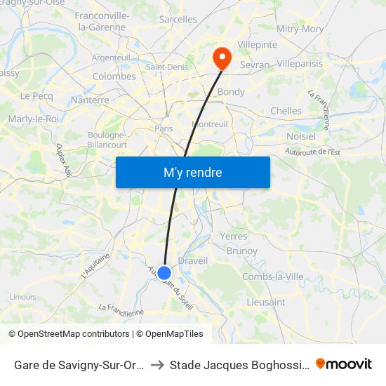 Gare de Savigny-Sur-Orge to Stade Jacques Boghossian map