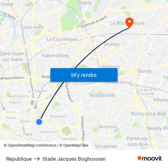 République to Stade Jacques Boghossian map