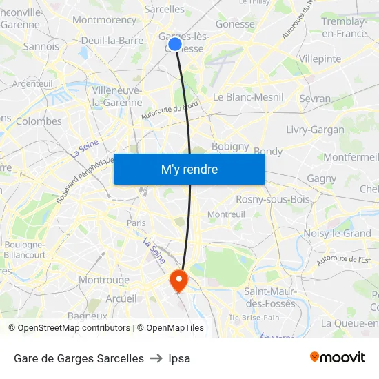 Gare de Garges Sarcelles to Ipsa map