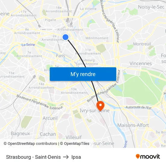 Strasbourg - Saint-Denis to Ipsa map