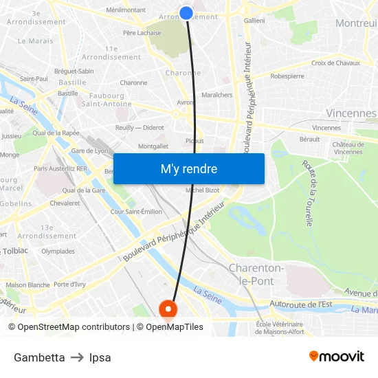 Gambetta to Ipsa map