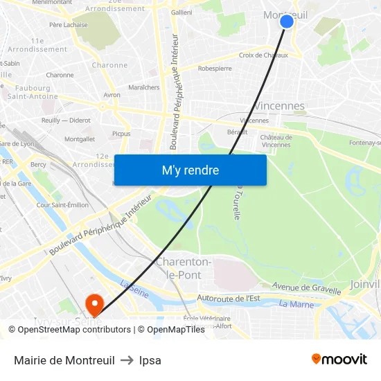 Mairie de Montreuil to Ipsa map