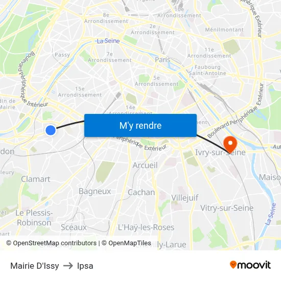 Mairie D'Issy to Ipsa map