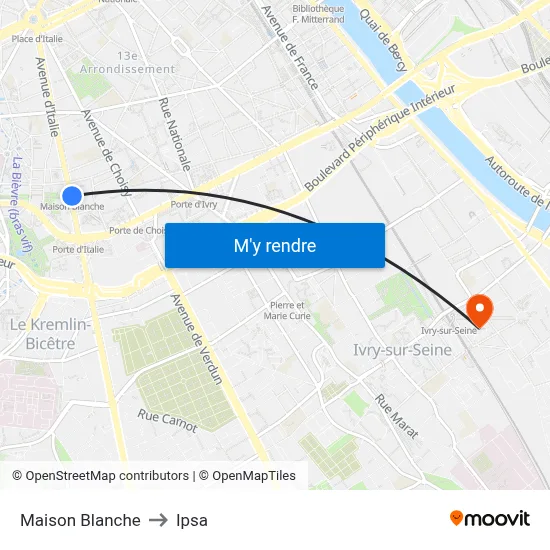 Maison Blanche to Ipsa map