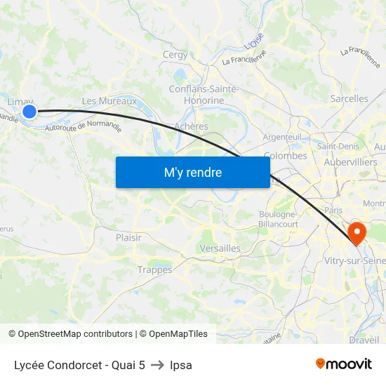 Lycée Condorcet - Quai 5 to Ipsa map