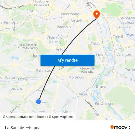 La Saulaie to Ipsa map