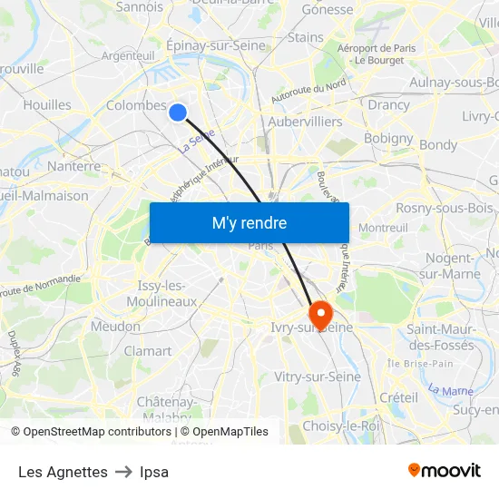 Les Agnettes to Ipsa map