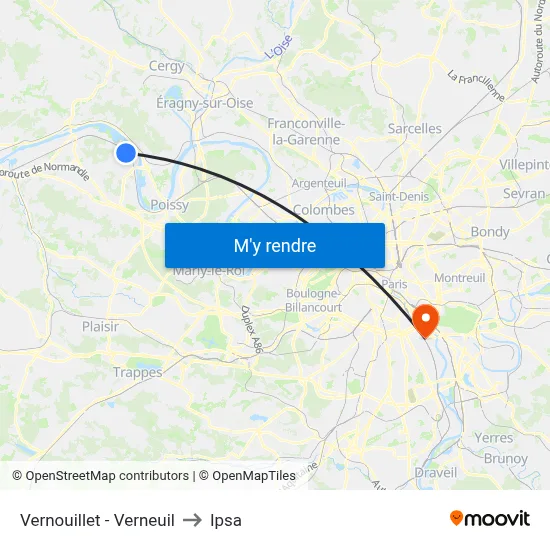 Vernouillet - Verneuil to Ipsa map