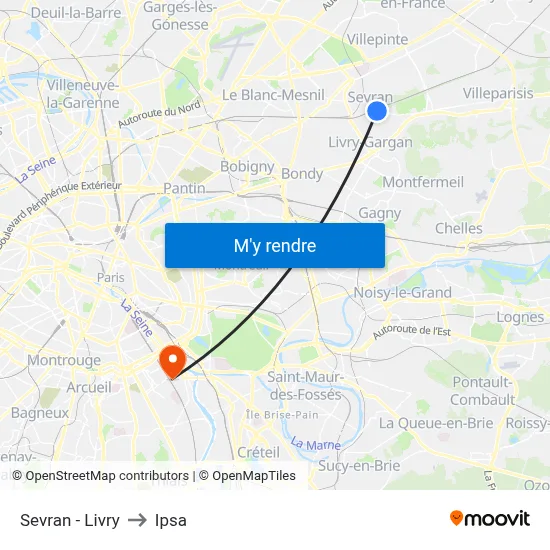 Sevran - Livry to Ipsa map
