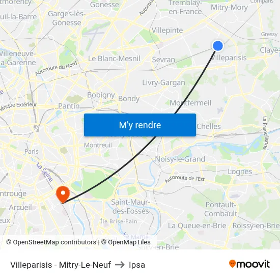 Villeparisis - Mitry-Le-Neuf to Ipsa map