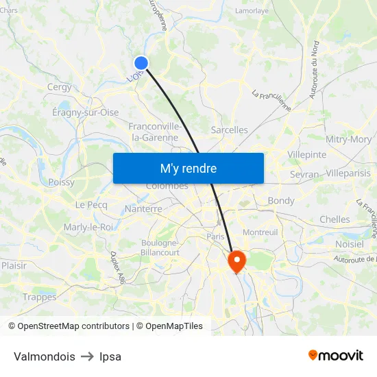Valmondois to Ipsa map