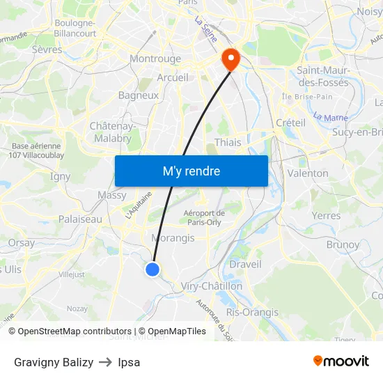 Gravigny Balizy to Ipsa map