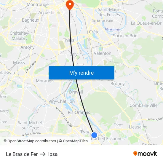 Le Bras de Fer to Ipsa map