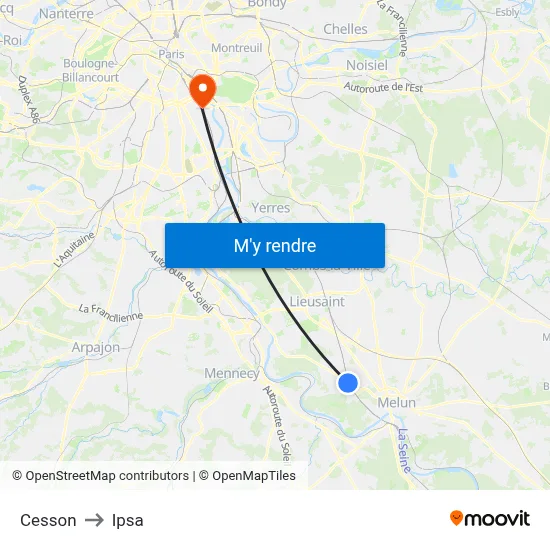 Cesson to Ipsa map