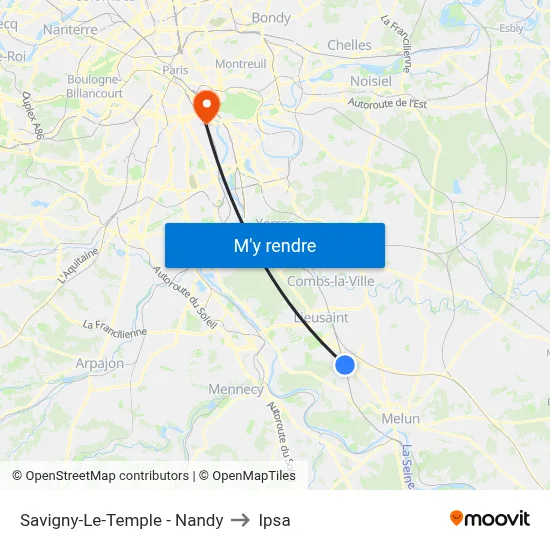 Savigny-Le-Temple - Nandy to Ipsa map