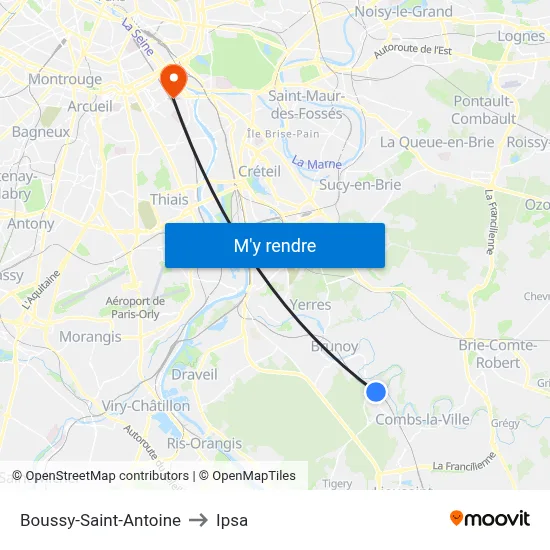 Boussy-Saint-Antoine to Ipsa map