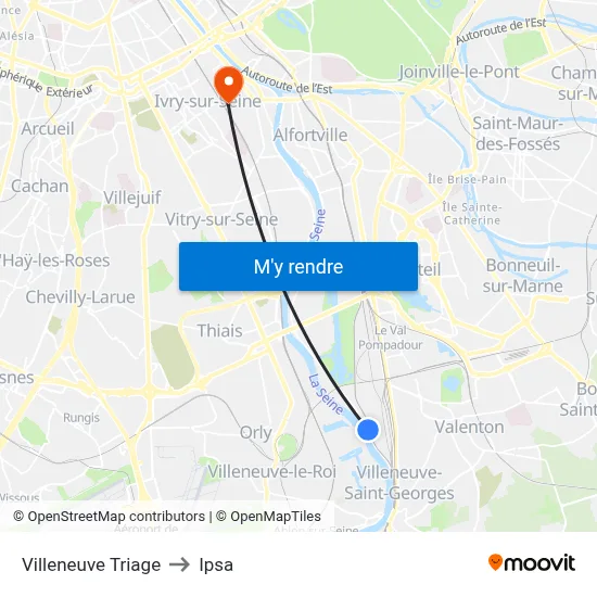 Villeneuve Triage to Ipsa map