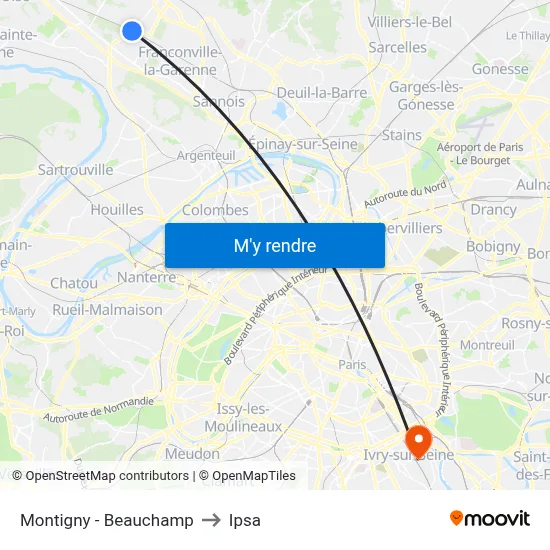 Montigny - Beauchamp to Ipsa map