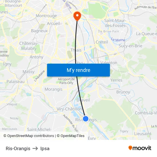 Ris-Orangis to Ipsa map