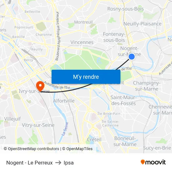 Nogent - Le Perreux to Ipsa map