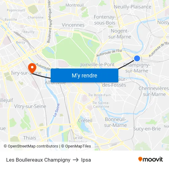 Les Boullereaux Champigny to Ipsa map