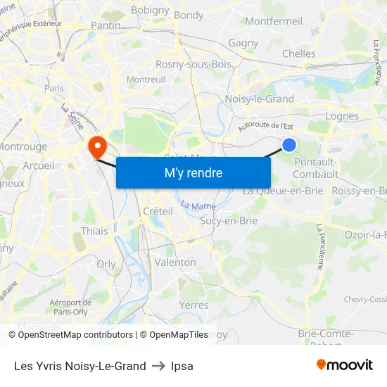 Les Yvris Noisy-Le-Grand to Ipsa map