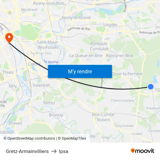 Gretz-Armainvilliers to Ipsa map
