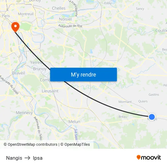 Nangis to Ipsa map